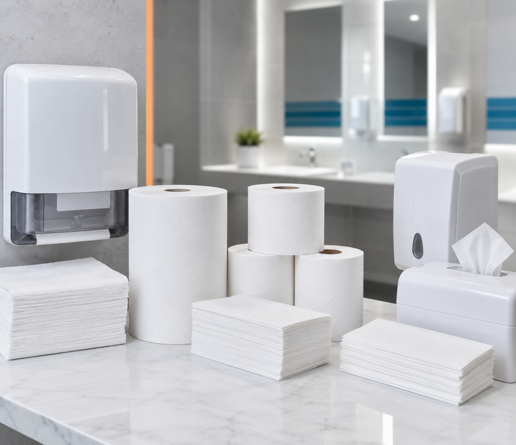 Papelería e higiene institucional para baños, cocinas y áreas comunes de empresas